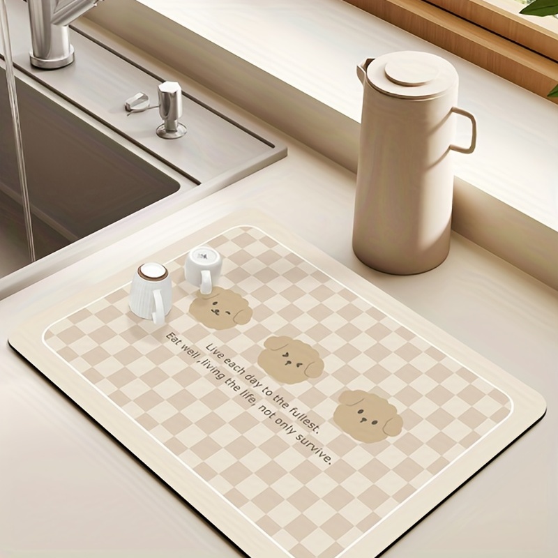 1pc Kitchen Silicone Diatom Mud Water Draining Mat, Water Absorbing Mat For  Sink/ Tableware/ Tea Cup/plate
