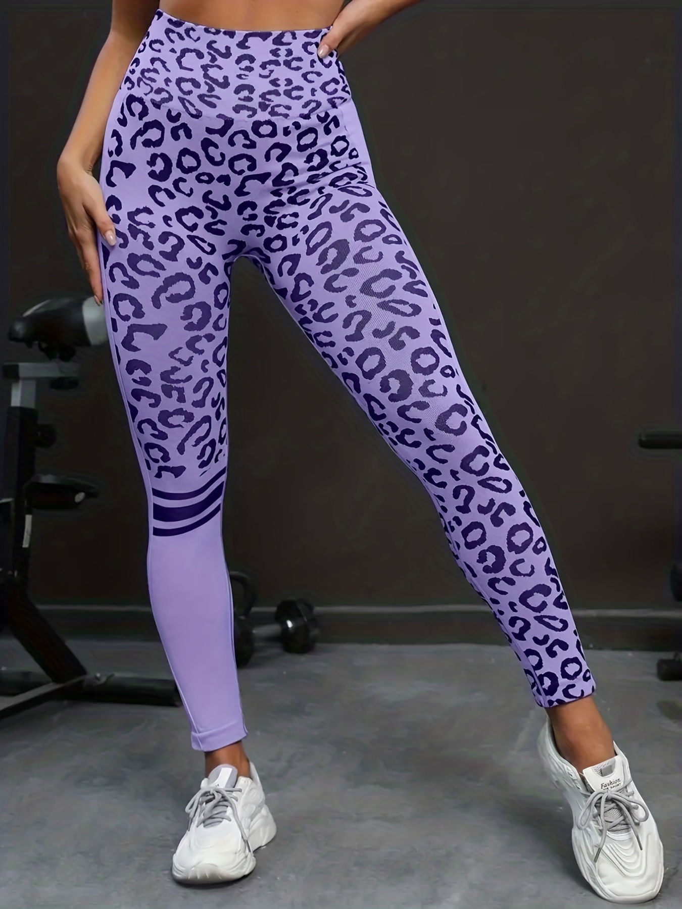 Buy Purple Leopard Print Womens High Waisted Full or Capri Athletic  Leggings for Workout, Yoga, Running and Sports Animal Print White Purple  Online in India 