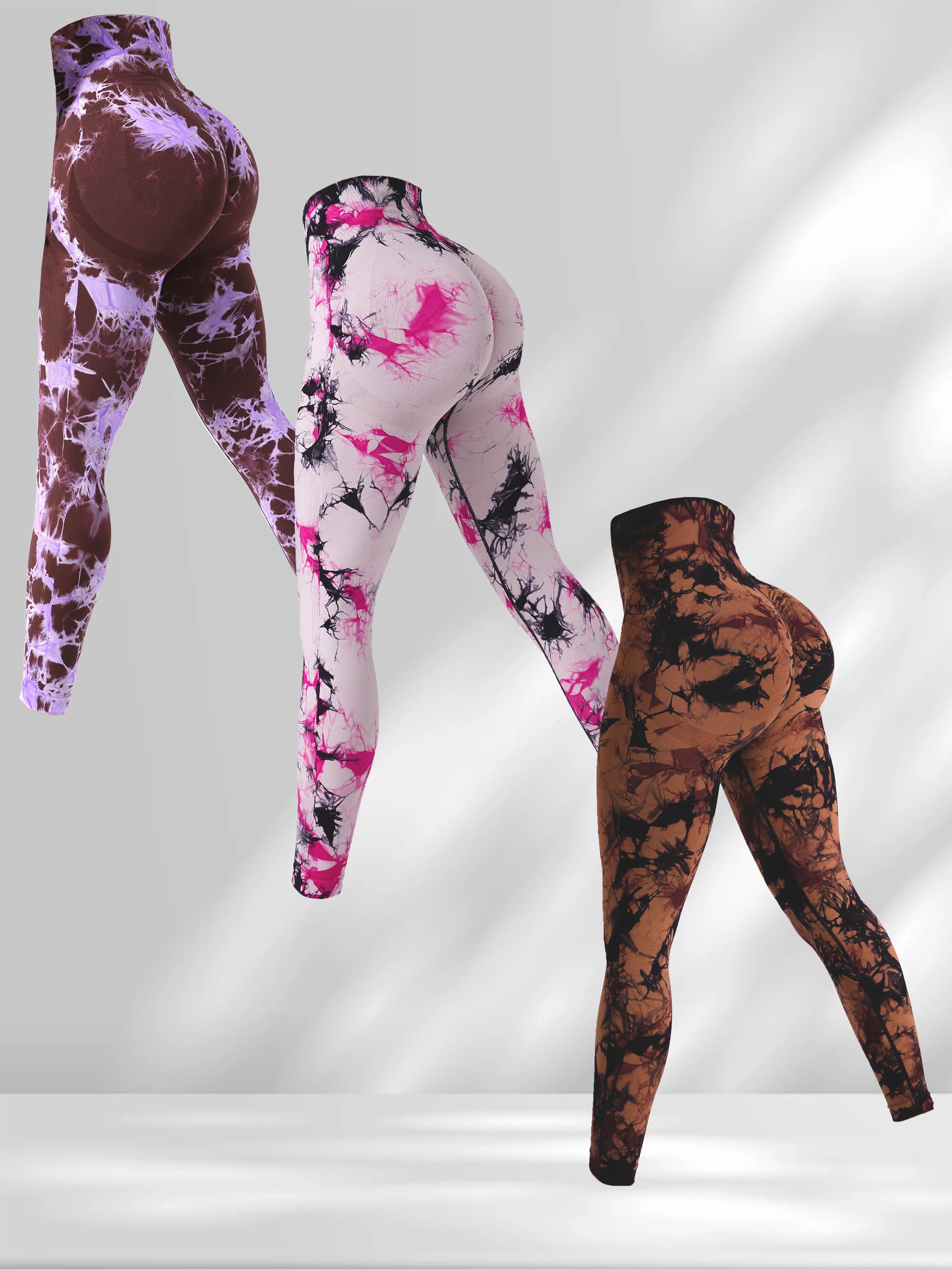 Yoga Trendy Leggings deportivos de tie dye de moldeador cadera de cintura  ancha, Moda de Mujer
