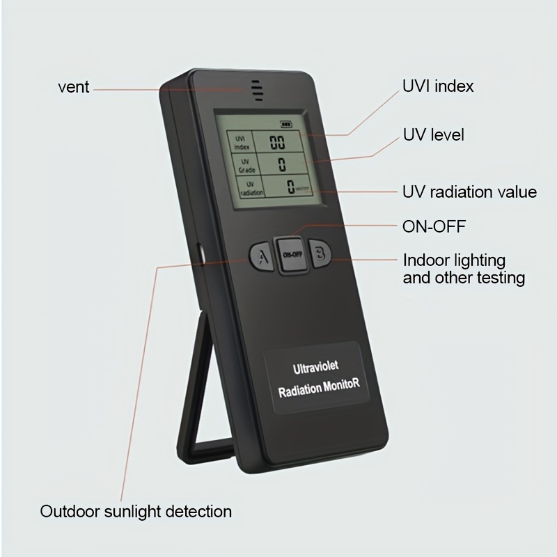 Digital Ultraviolet Radiation Detector Portable Uv Uvi Meter Dosimeter  Tester Counter With Temp Display For Home Outdoor Uv Test Temu