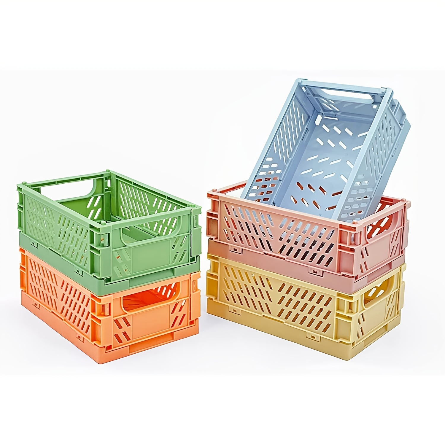 Ins Desktop Plastic Storage Baskets Organizer Box Folding Stackable Toy  Storage Basket with Handle Bathroom Storage Box Basket - AliExpress