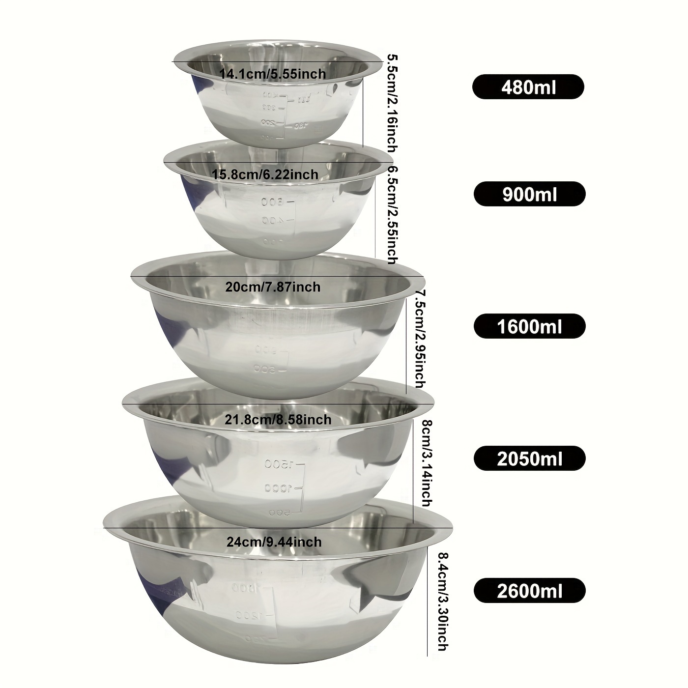 5pcs Set Mixing Bowls