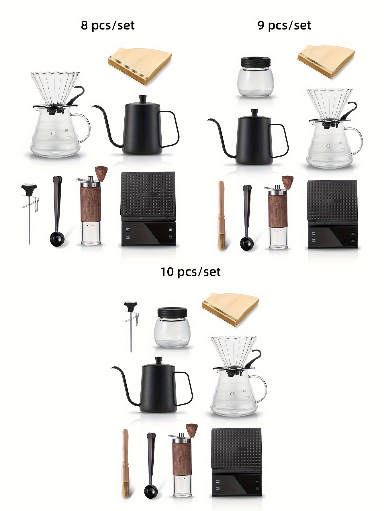 10pcs Pour Over Coffee Maker Set, Coffee Accessories Tools, Coffee