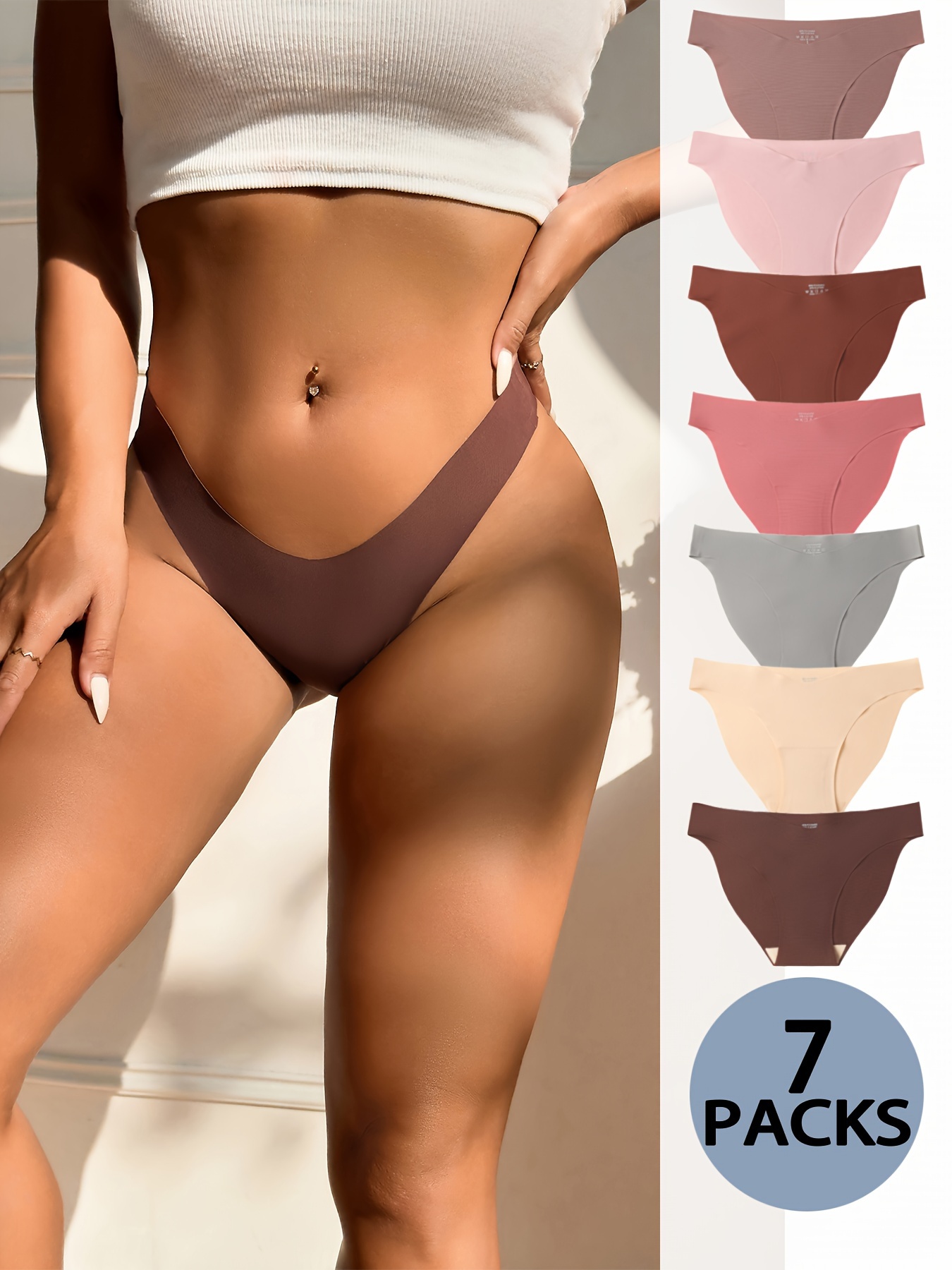 CHERRYQUEEN 7 Pack Seamless Bikini Underwear for Women No Show Panties  Invisibles Hipster Sexy Cheeky : : Clothing, Shoes & Accessories