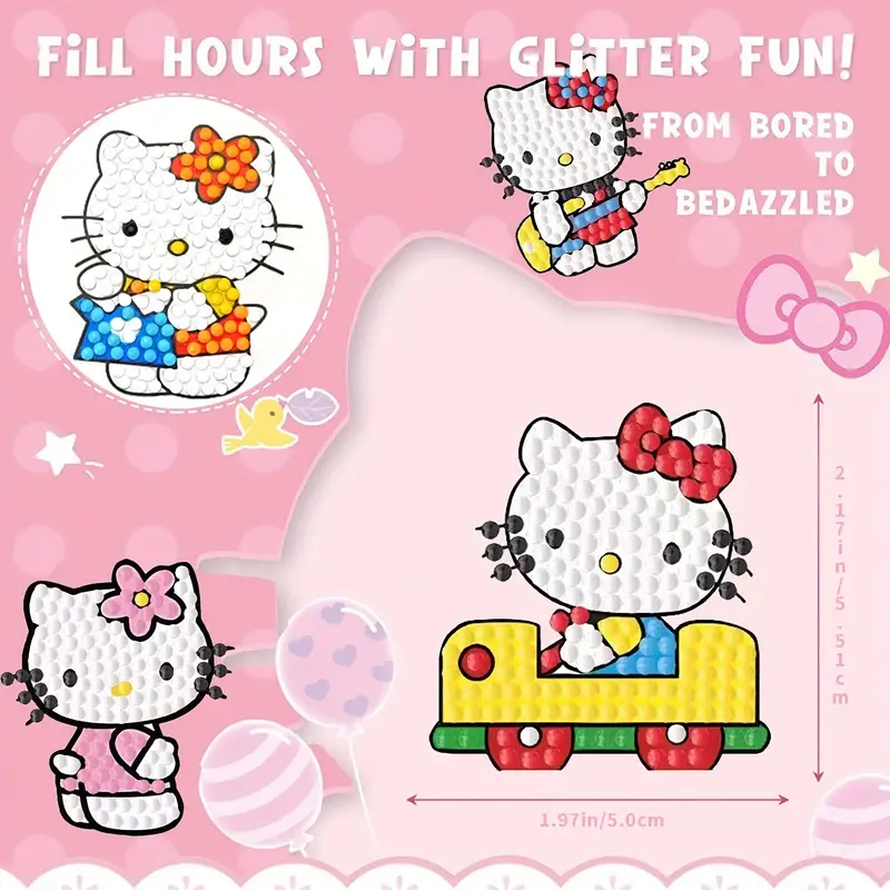 12pcs Sanrio Hello Kitty 5D Diamond Painting Stickers Kits, Cartoon Anime  Theme Diamond Stickers Paint By Numbers Kit DIY Cartoon Theme Stickers