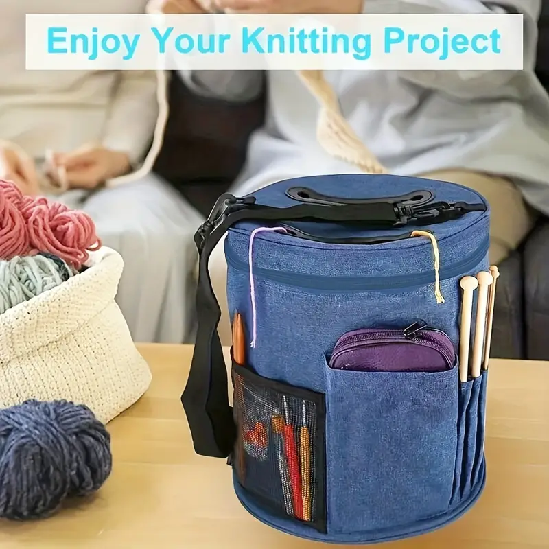Knitting Organizer Portable Yarn Storage Bag/Box Black NEW