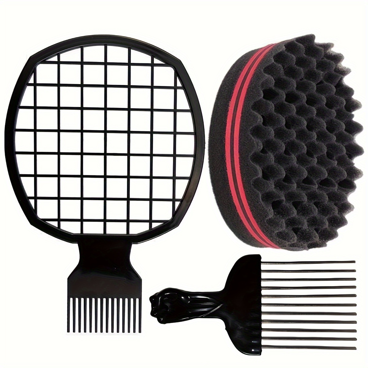 Hair Sponge Brush Curling Comb Sponge Hair Brushes, Barber Twist-Sponge  With M