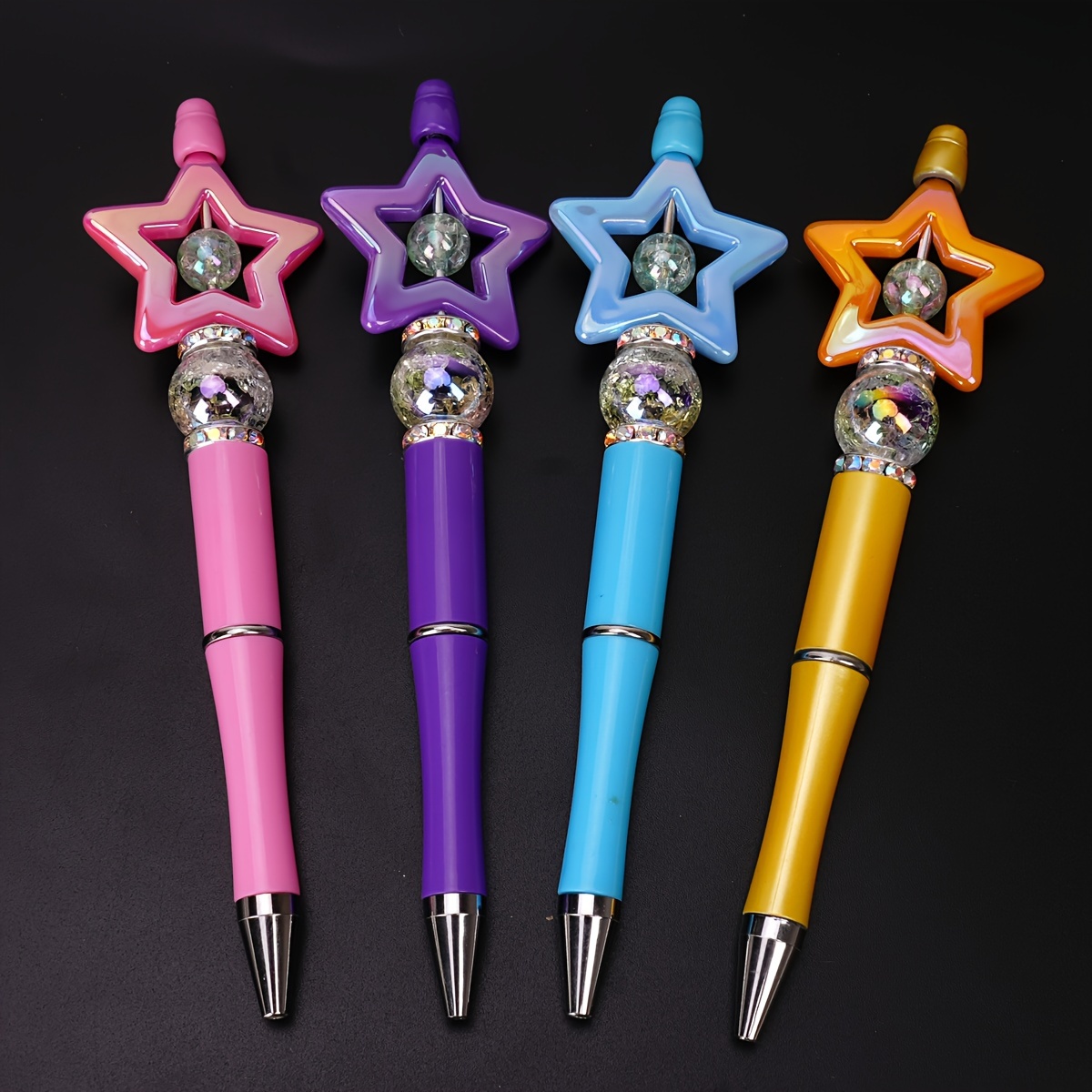 10Pcs/set Ballpoint Pen Creative DIY Bead Pen Plastic Beaded Pen