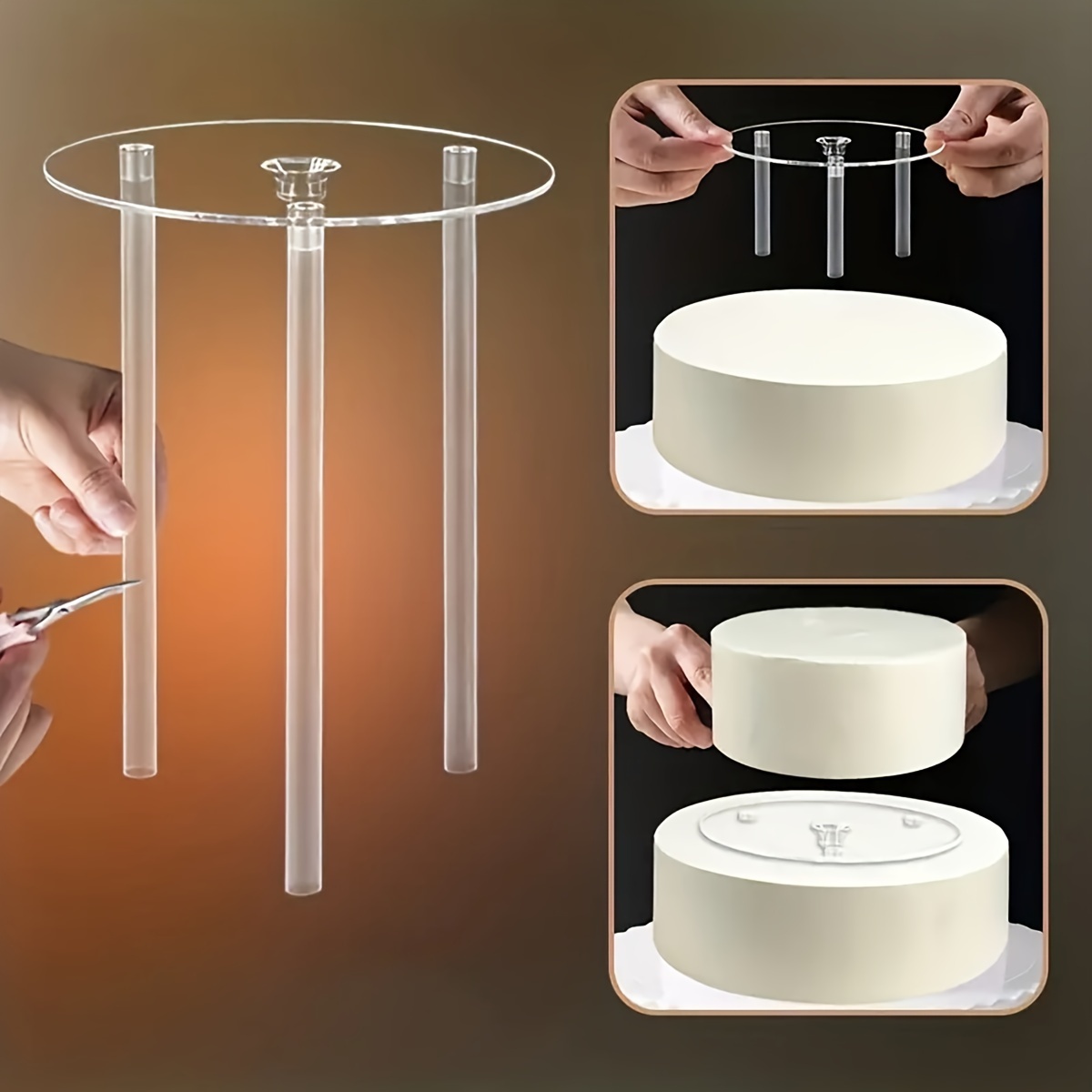 Kit D'empilage De Couches De Gâteaux Réutilisables 4 Pièces Avec Cloisons  Et Barres De Cheville, Parfait Pour Les Mariages Et La Pâtisserie, Outils  Et Accessoires De Cuisine Pour La Maison Et La