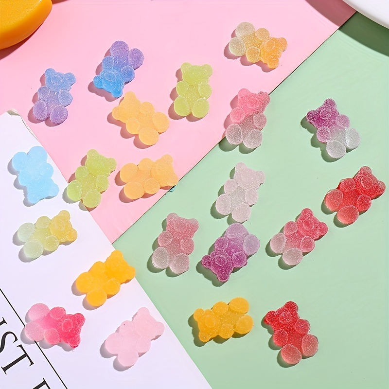 20/50pcs 3D Bear Nail Charms, Gummy Candy Nail Charms, Colorful 3D Cute  Resin Bear Charm, For Nail Art DIY Handmade Crafting