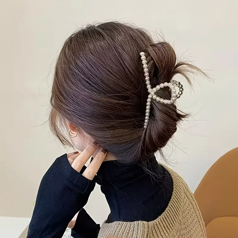 1pc Elegant Minimalist Hair Claw Clips, Imitation Pearls Non-slip Hair  Clips, Women Girls Daily Party Outdoor Decors, Versatile Electroplated  Color Pr