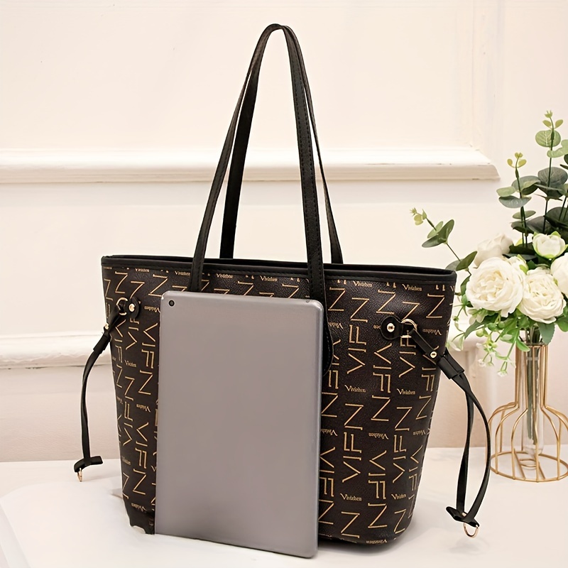 Borsa Tote Con Stampa Rombo Lettera Retrò, Borsa Da Donna Di Grande  Capacità, Borsa A Tracolla Alla Moda Per Lo Shopping Scolastico Da Lavoro  D'ufficio - Temu Italy