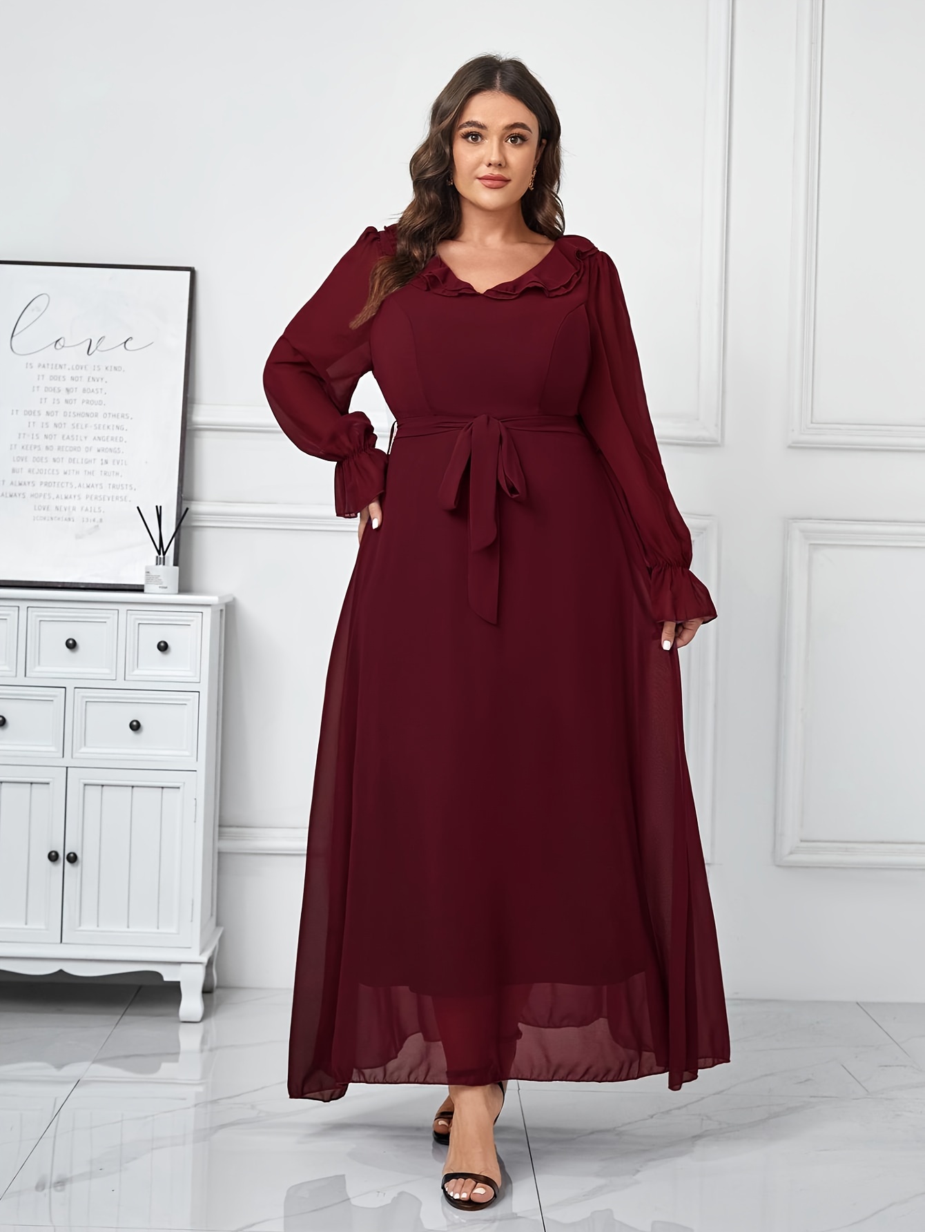 Plus Size Elegant Bridesmaid Dress Women's Plus Lantern - Temu