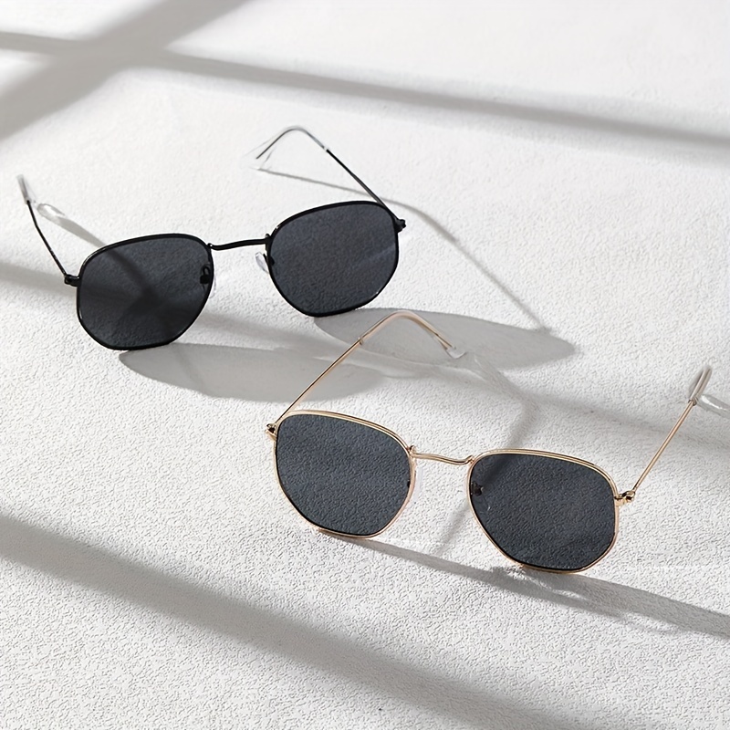 2 Pairs Men's Oval Frame Sunglasses Mixed Metal PC Eyewear