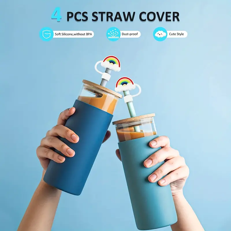 Reusable Silicone Straw Cover For Tumbler Cup - Dustproof Cartoon Series Lid  - Soft Protective Cover For Straws - Keep Your Drink Clean And Safe - Temu