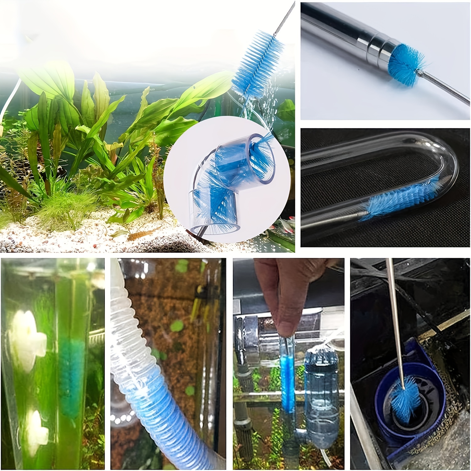 3 Pcs Flexible Drain Brush,DanziX 67 Double Ended Stainless Steel Long  Pipe Cleaners with 2 Pcs 10-inch Straw Cleaning Brush for Fish  Tank,Hose/Glass