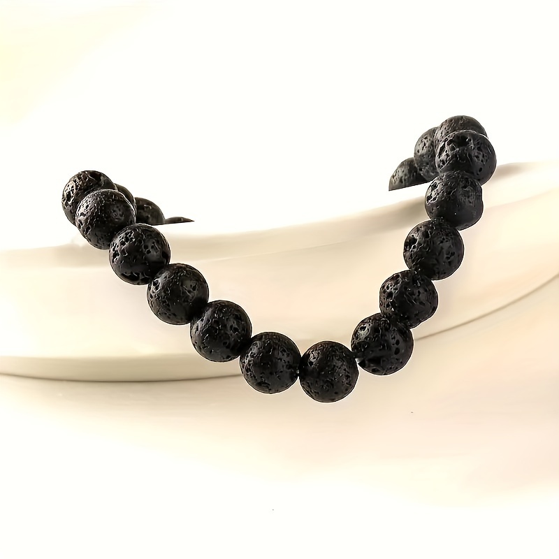 Inside Smooth Lava Rock Beads Stretchy Rope Hand Made Agate - Temu