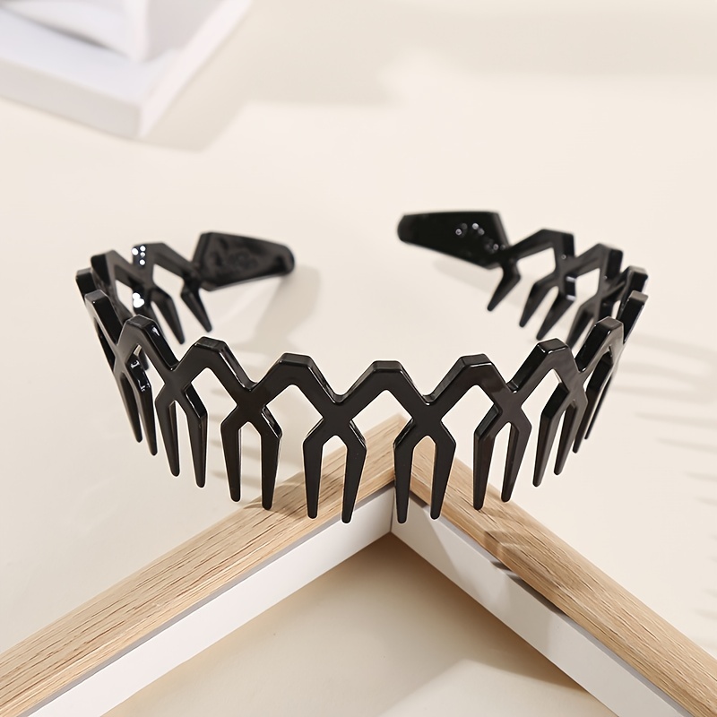 2pcs Wavy Long Tooth Wide Hairband Solid Tortoiseshell Non slip Headband