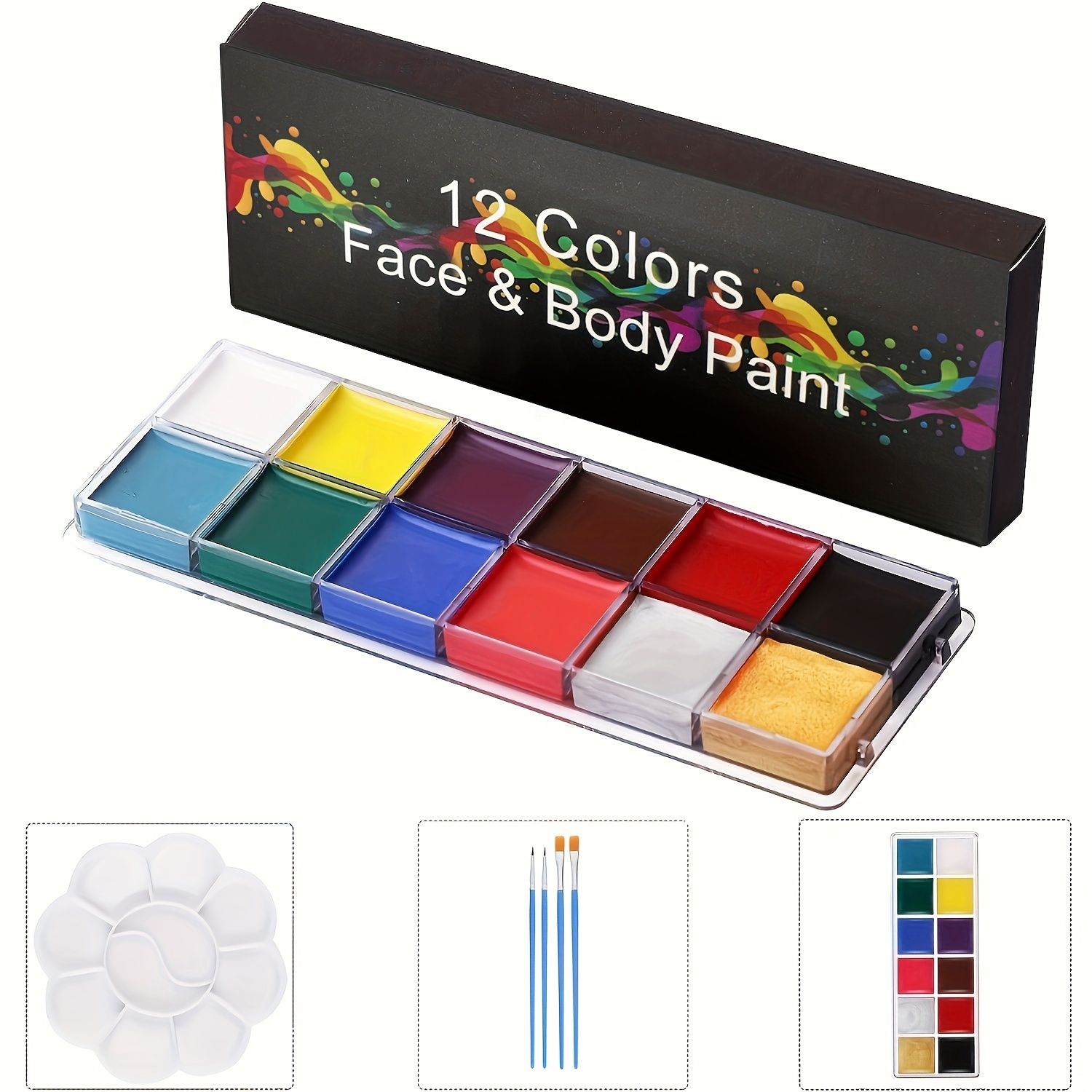 12/20 Color Face Body Painting Oil Profession Makeup Palette Body Paint Oil  Painting Art Safe Cosmetic Flash Tattoo Painting Art Palette Drama Joker  Party Easter Halloween Face Colorful Makeup Palette