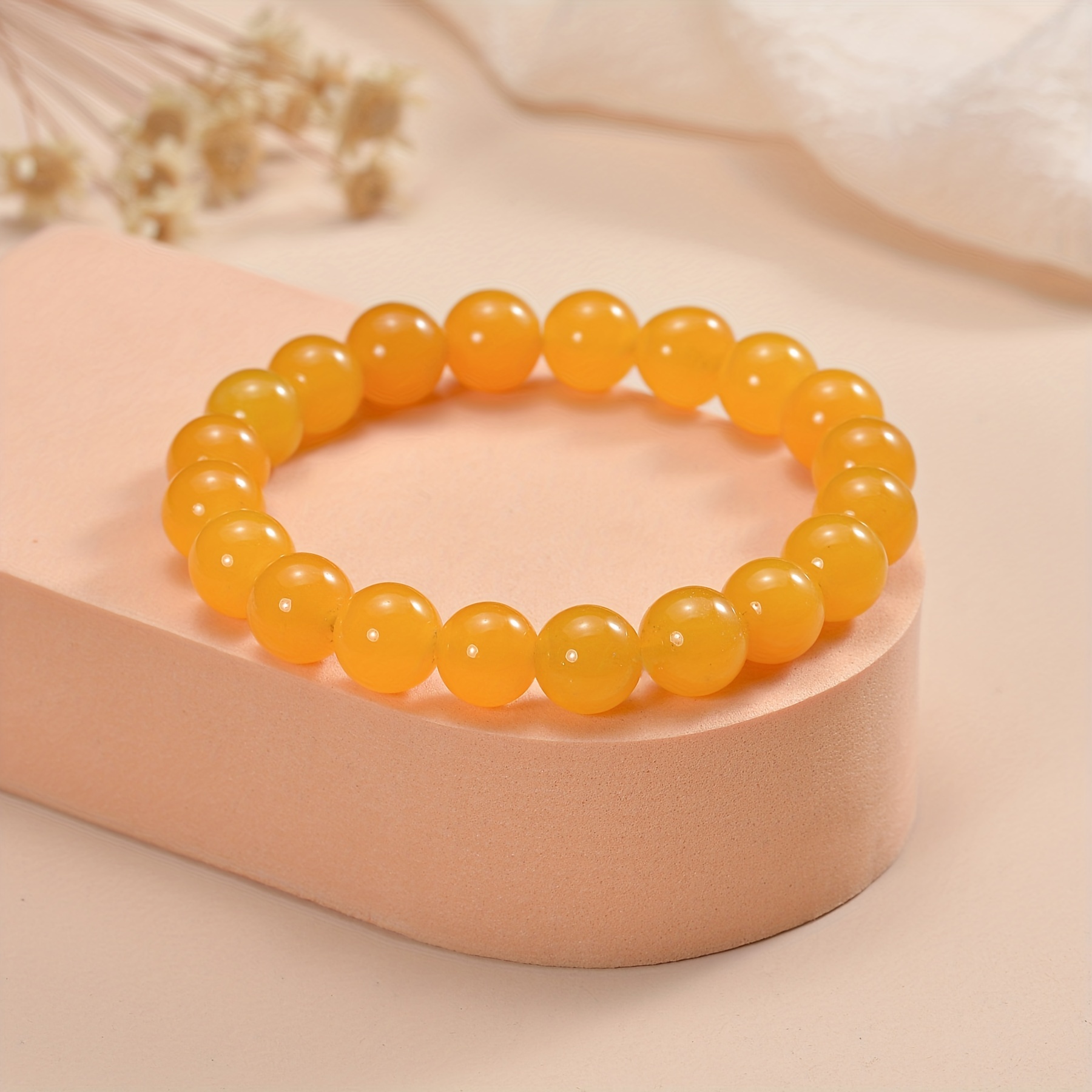 Matte Yellow Beaded Bracelet 10MM Elastic Bracelet Stretch -  UK in  2023