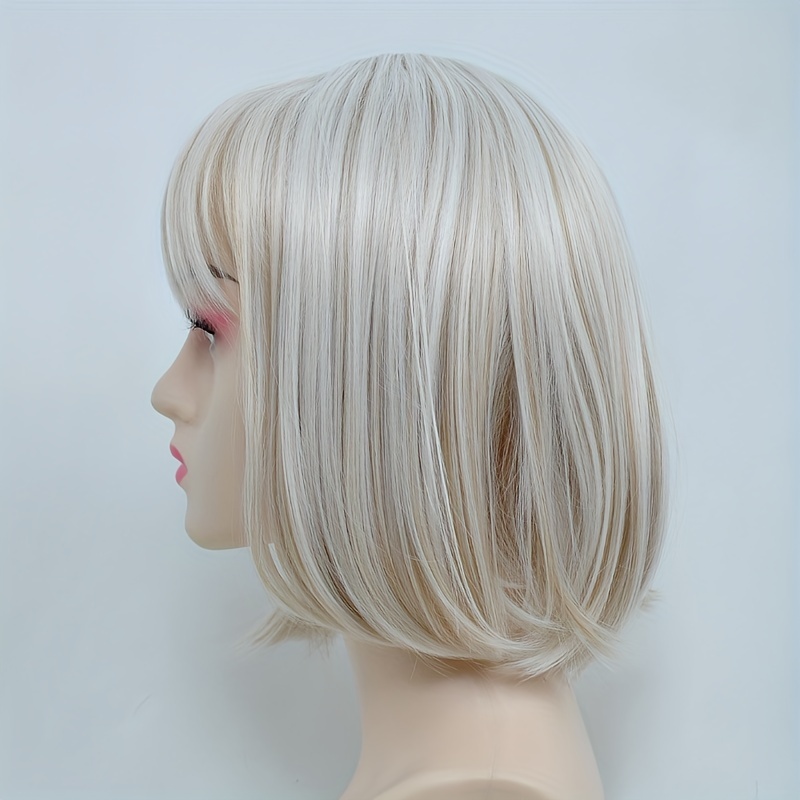 Heat Resistant Bob Cut Wig with Bangs for Daily Wear