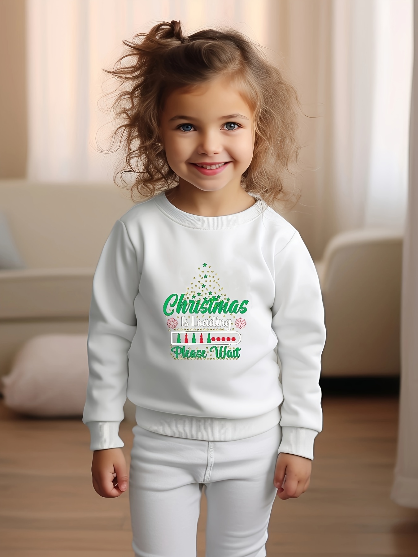 OERYUI Girls Christmas Sweatshirt Christmas Is Loading Wait Print Pullover