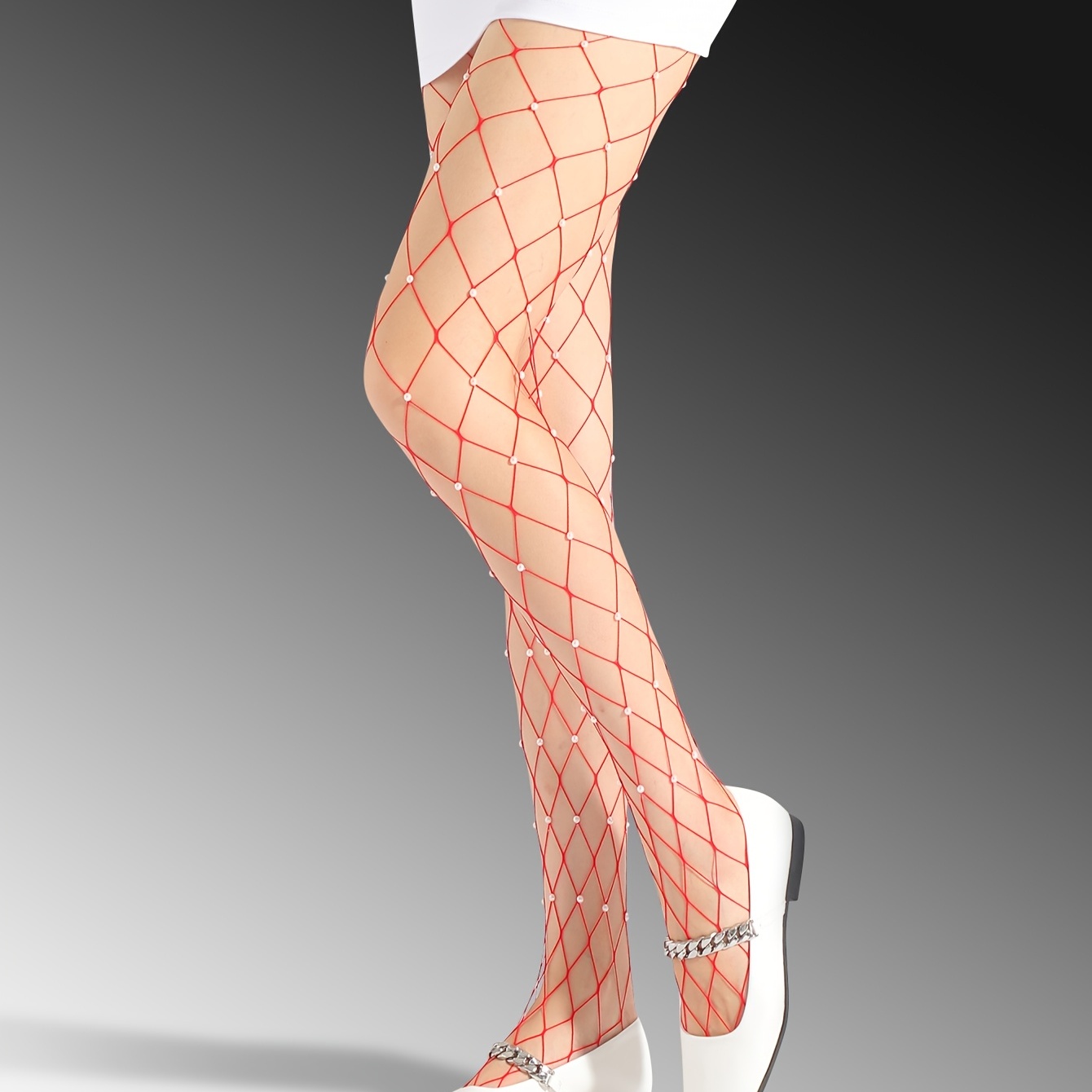 2 Pack Rhinestone Decor Fishnet Tights, Hollow Out High Waist Footed  Pantyhose, Women's Stocking & Hosiery for Carnaval