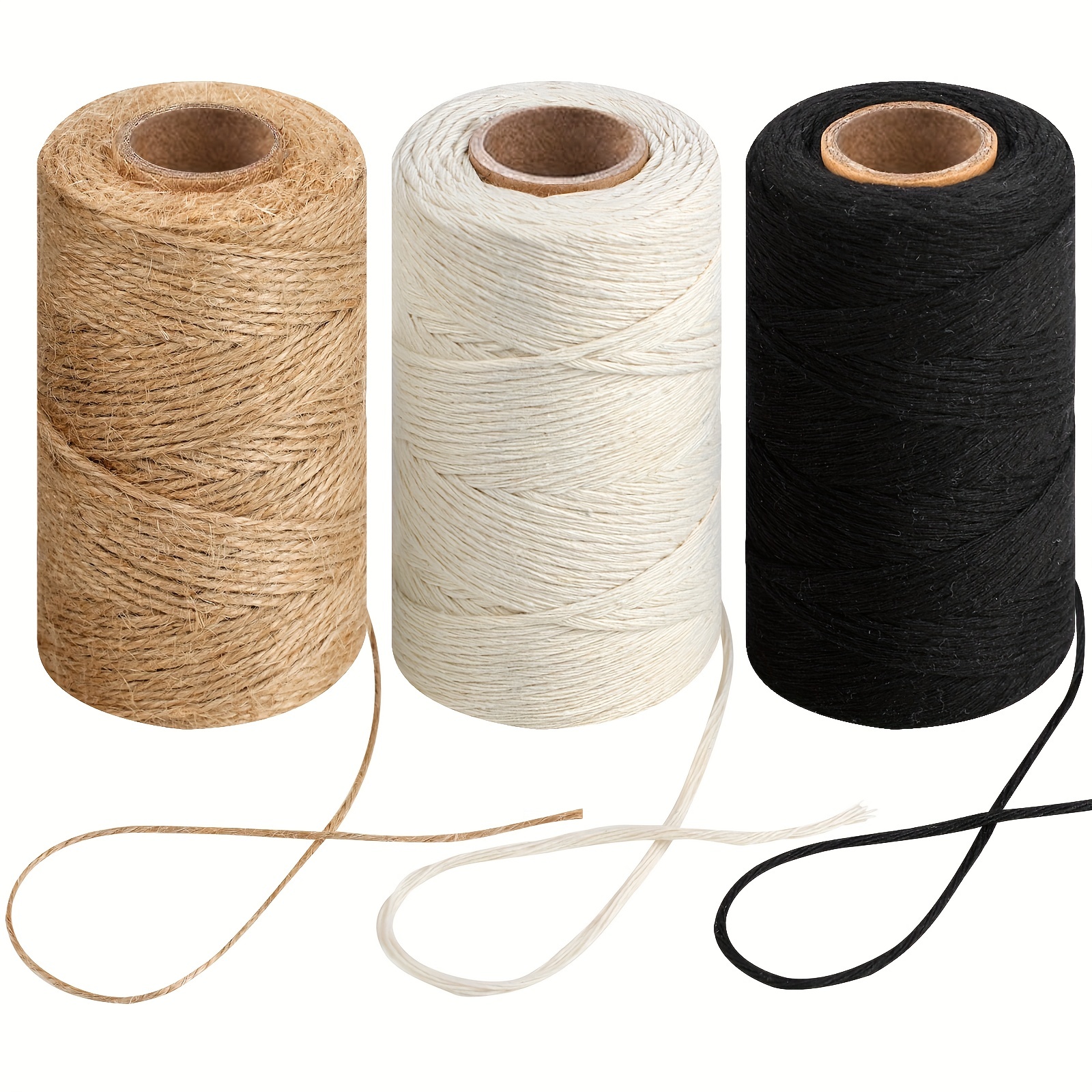 984 Ft Twine String, Natural Jute Twine, 2mm Thin White Cotton Twine Rope,  10ply Black Cotton Twine For Crafts, Art, Gardening Plants, Gift Wrapping