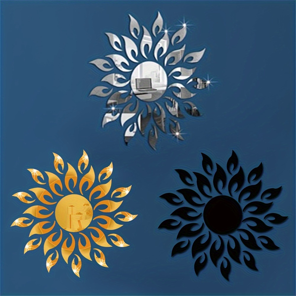 three dimensional sun flower acrylic   sticker   decoration self   wall sticker wall   tile bedroom installation diy self   double layer thickened   home details 11