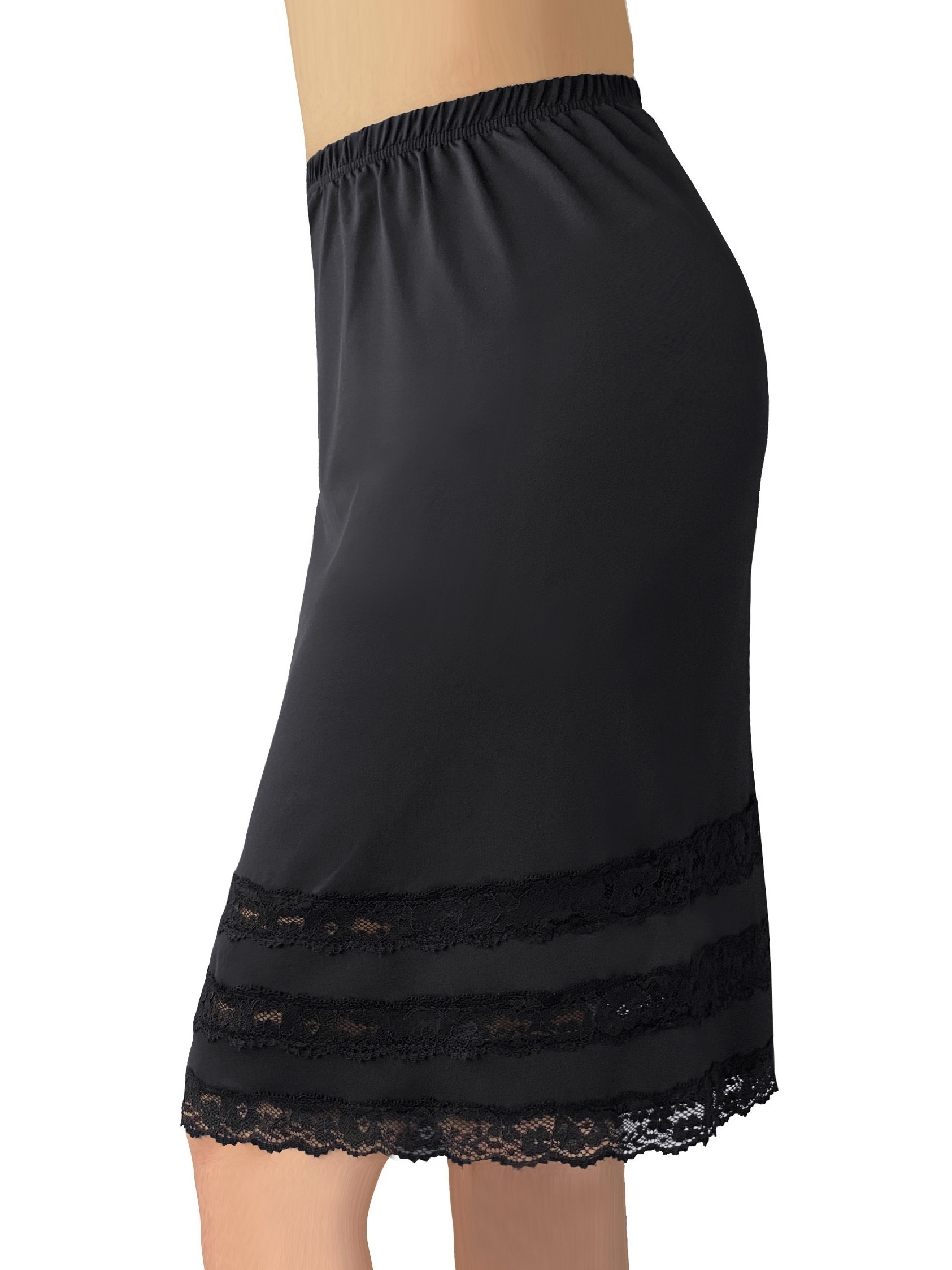 Lace Trim Solid Skirt Simple Stretch Half Slips Petticoat - Temu