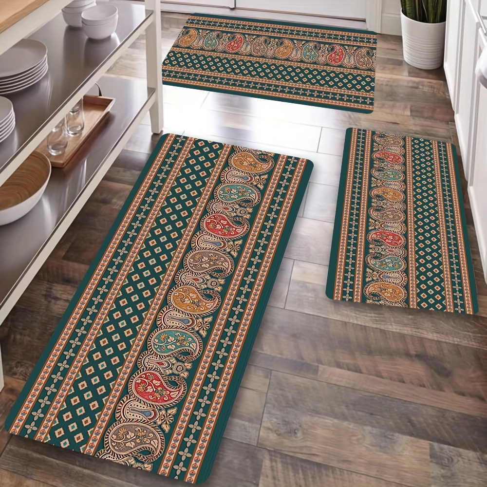 Comprar Alfombra de estilo marroquí para suelo de cocina, juego de tapetes  de cocina lavables antideslizantes, tapete de suelo con estampado  geométrico bohemio de 2 piezas para Baño