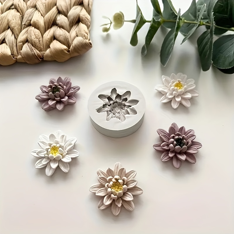 Molde de silicona - pendientes redondos - flor de loto y luna - resina epoxi  - Perles & Co