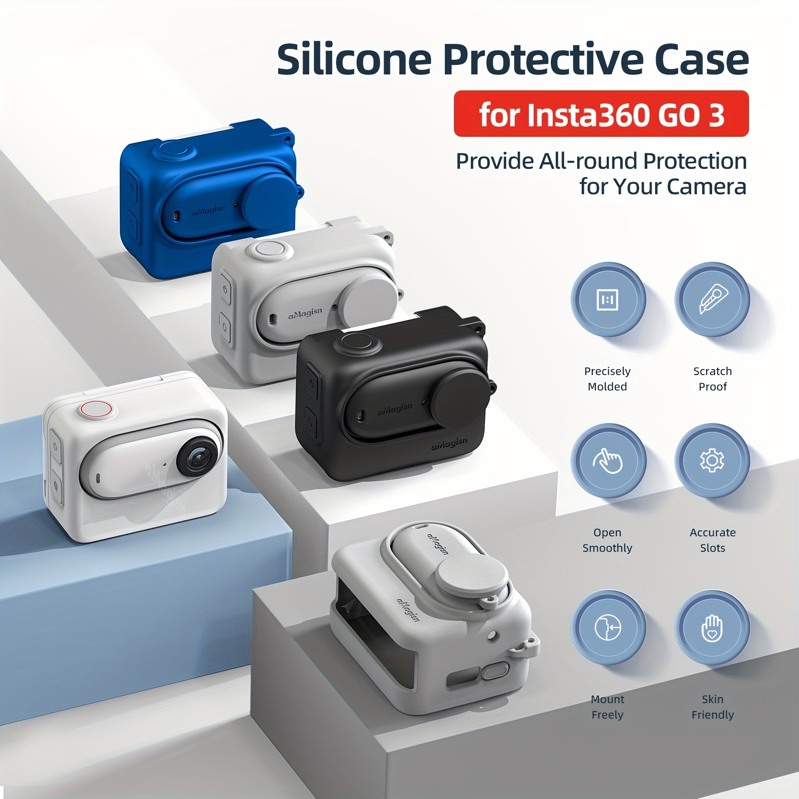 Premium Silicone Camera Case For Insta360 Go 3 Action Camera - Temu
