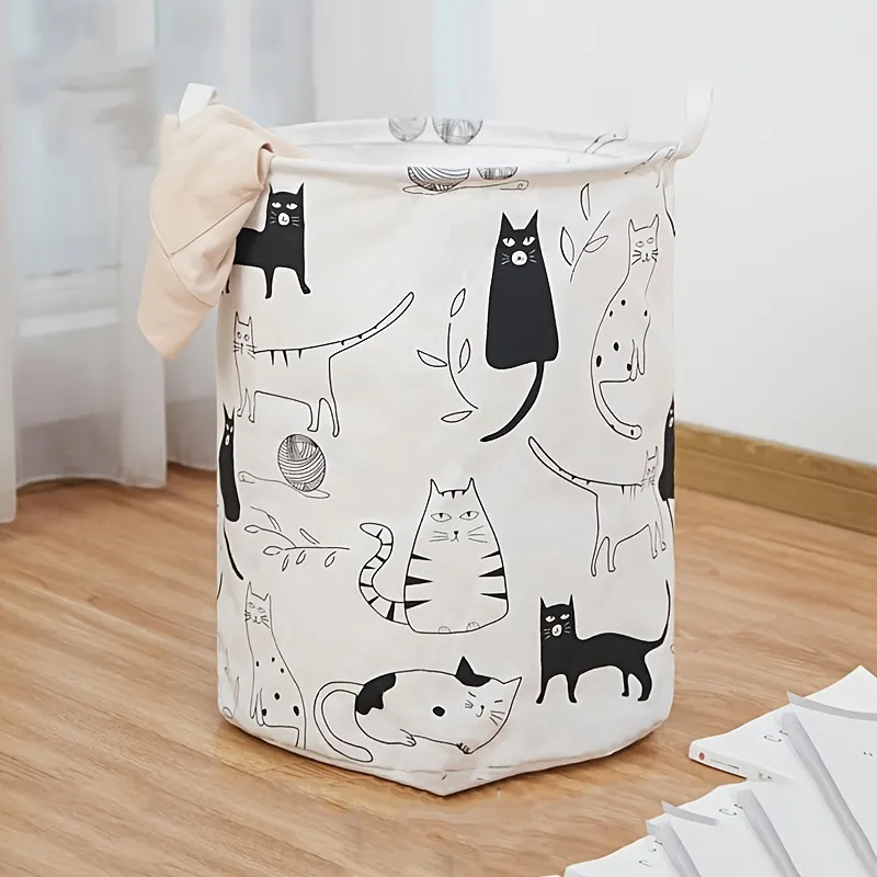 Laundry Basket Canvas Fabric Collapsible Organizer Basket for