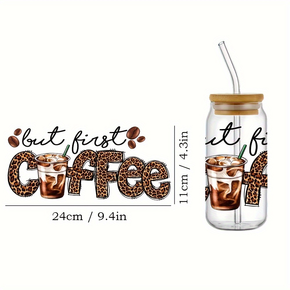 Cold brew glass, cold coffee glass cup, 16oz glass can, UV decal