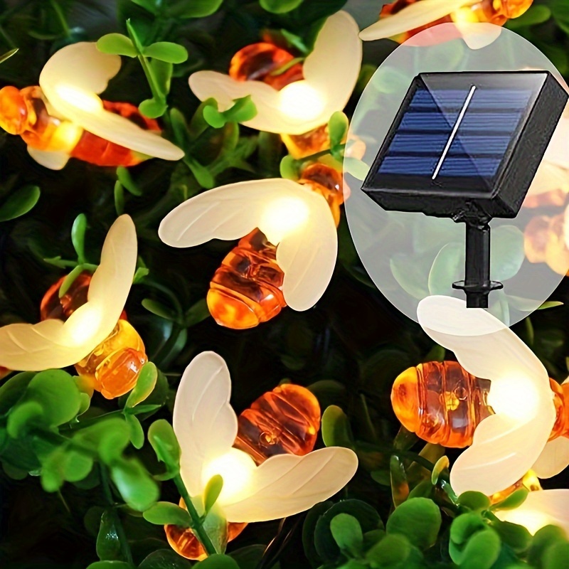 Guirlande lumineuse solaire 20LED extérieur étanche Simulation miel  abeilles décor pour jardin décorations de noël blanc chaud