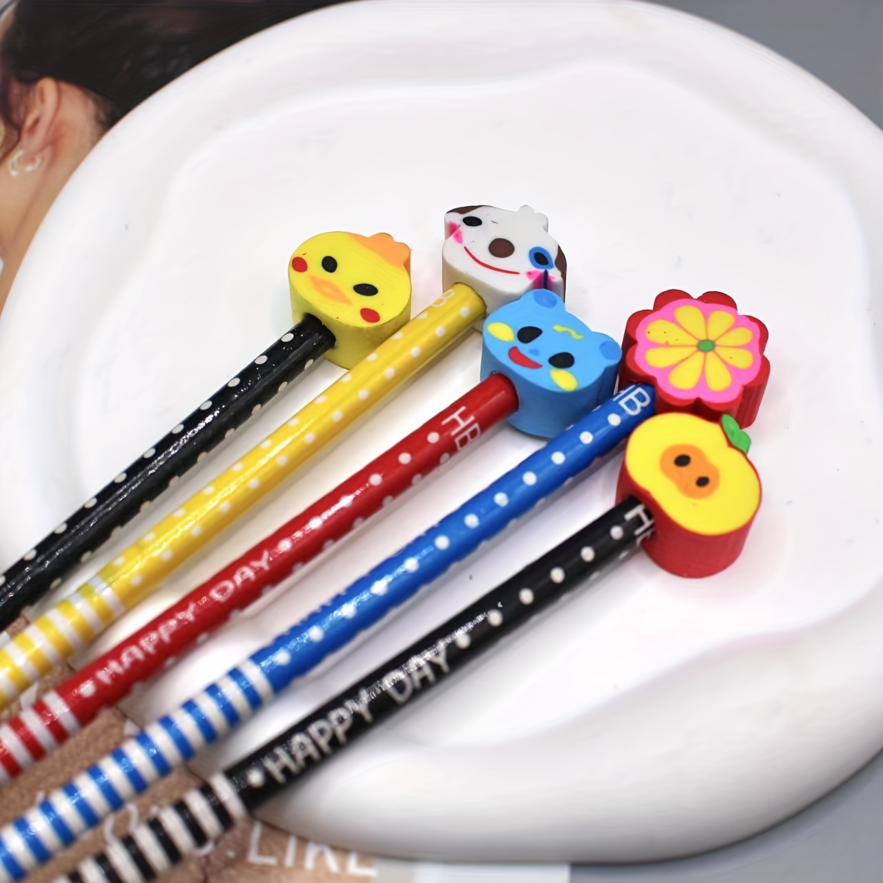Kids Pencils Eraser School Hb Pens Cute Animal Eraser Wooden - Temu  Australia