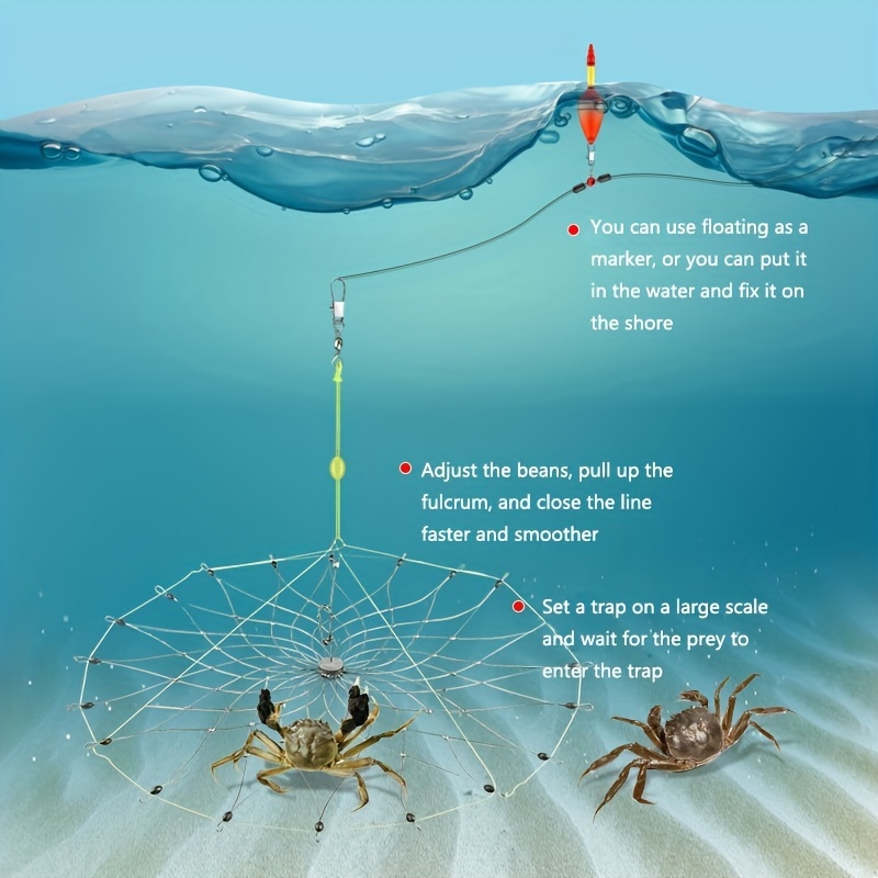Fishing Net Automatic Open Closing Fishing Crab Trap Net for Saltwater  Seawater