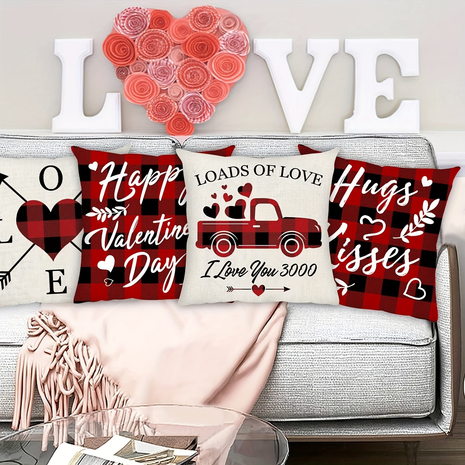 Valentines Day Pillow Covers, Red Buffalo Plaid Check Decor Valentines Day  Gifts Decorative Throw Pillow Covers Farmhouse Linen Cushion Case For Home  Wedding Outdoor Indoor Decor (pillow Insert Not Included) - Temu