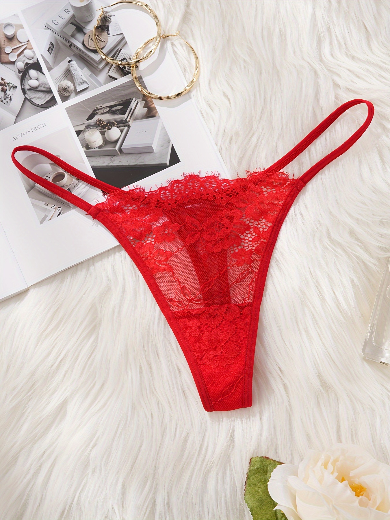 Scallop Trim Thongs Seamless Breathable Bow Tie Intimates - Temu