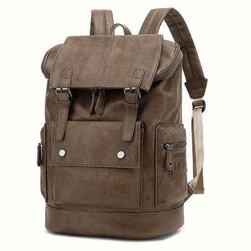 Leather Backpack Travel - Temu