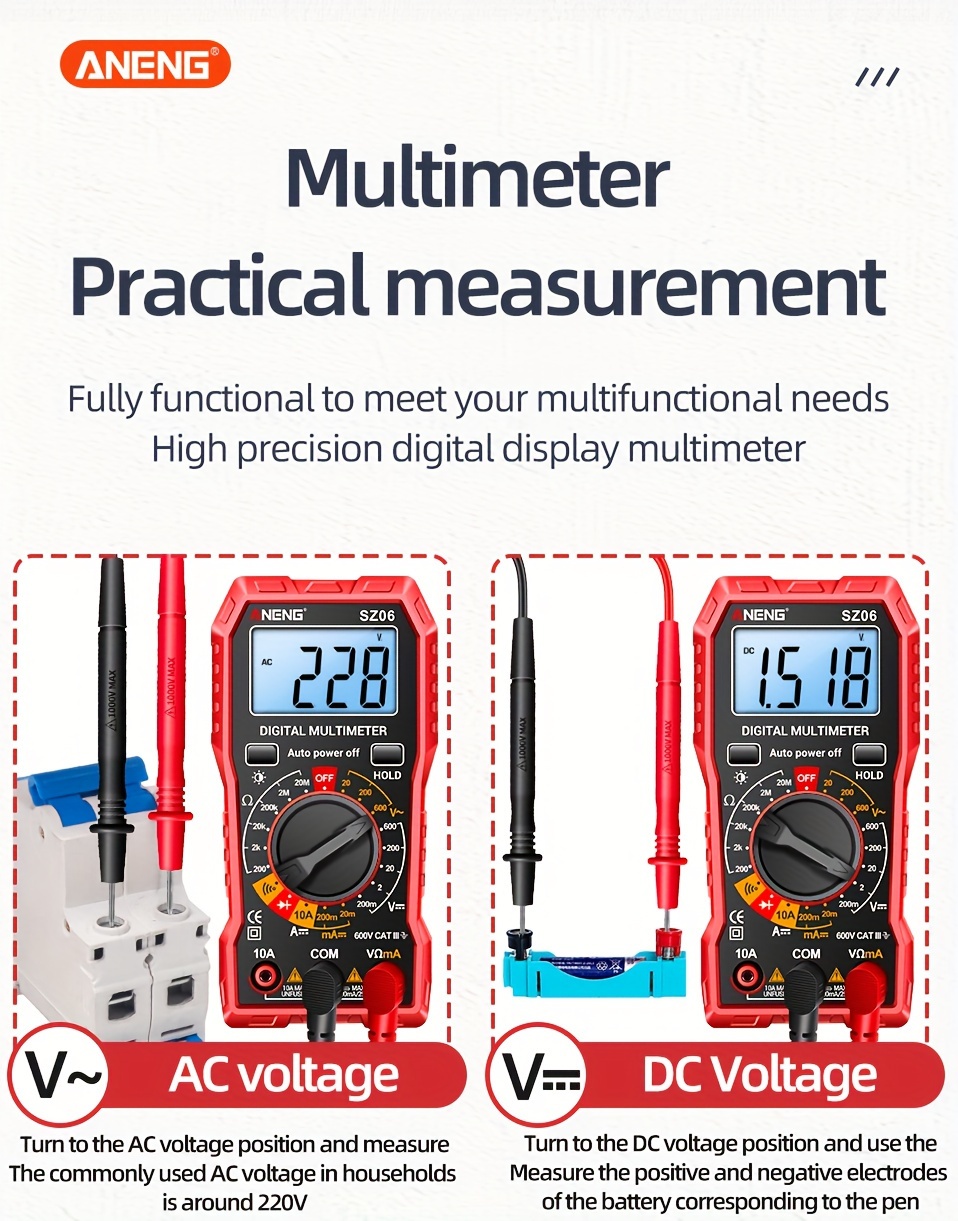 ANENG SZ06 2000 Counts Digital Multimeter Voltage Resistance Meter