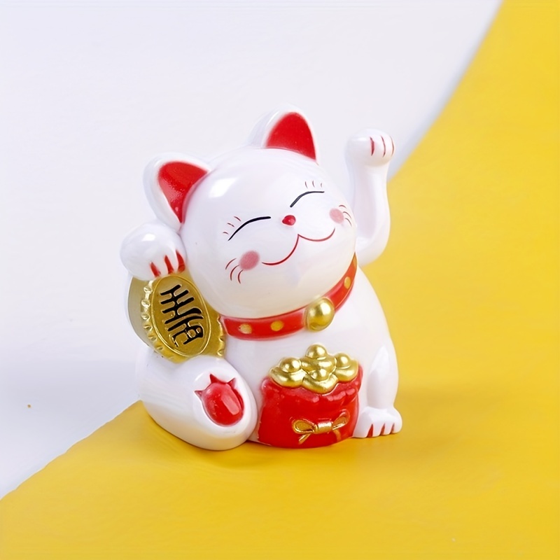 Adorno de dibujos animados Maneki Neko, estatuilla de gato de la
