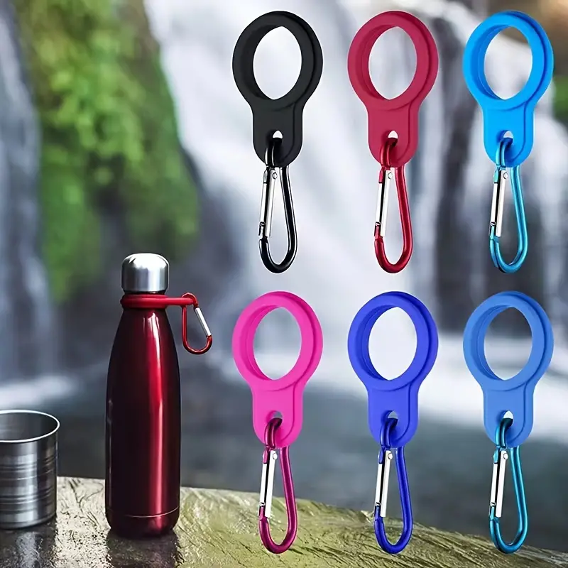 1pc Silicone Water Bottle Carrier Buckle, Colorful Bottle Holder with Keychain Clip Ring, Cup Accessories,Temu