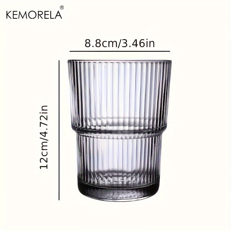 Vertical Striped Glass Cup, Iced Coffee Cup, Vintage Transparent Water Tea  Milk Juice Mugs Cup, Wine Glasses For Cocktail, Whisky, Drinkware - Temu