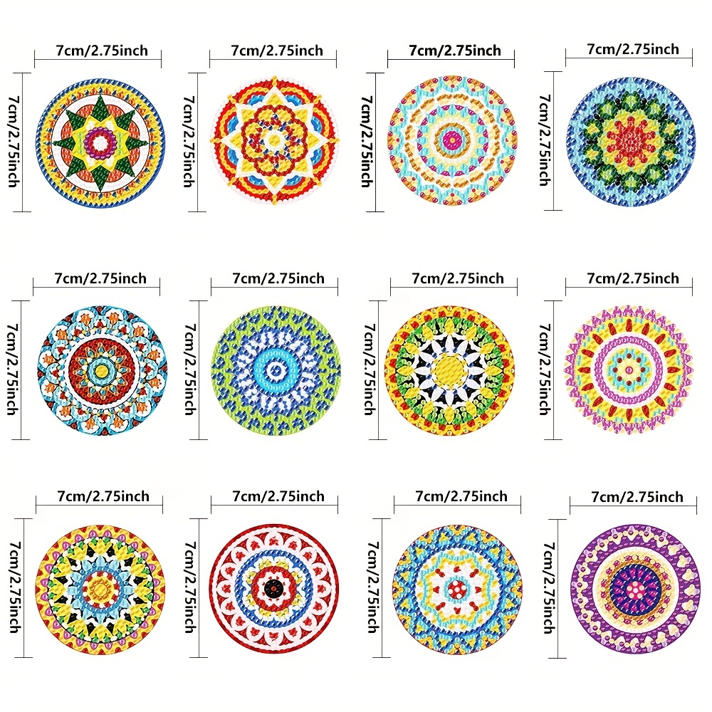 12 pcs Diamond Painting Magnets Mandala