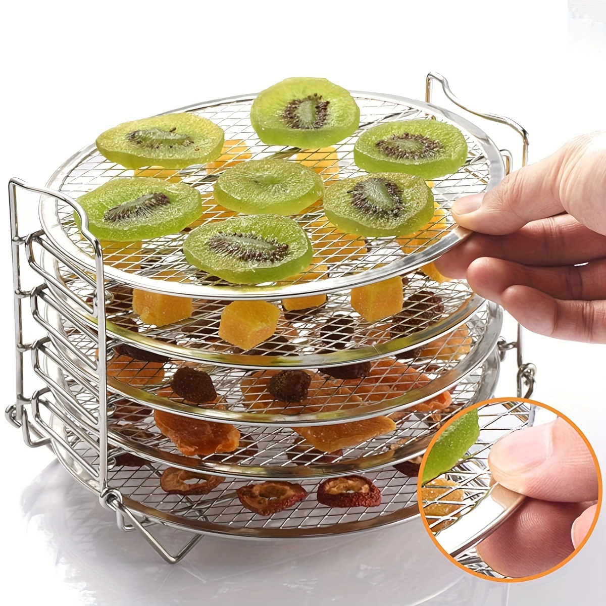 THRENS Air Fryer Rack Compatible with Ninja Foodi 3-Layer 304 Stainless  Steel Dehydrator Holder with 3 Stackable Sheets 