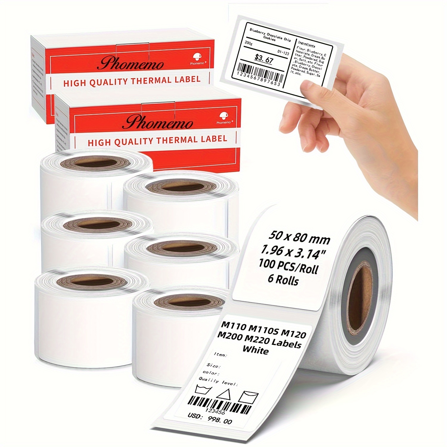 Rotolo di etichette adesive, 30x20mm, 320 pz/rotolo, Bianco - NIIMBOT