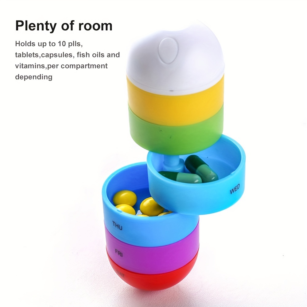 Cute Pill Organizer 7 Day, Weekly Pill Cases Box Waterproof  MoistureProof,Travel Weekly Pill Box Case Portable Design to Hold Vitamins