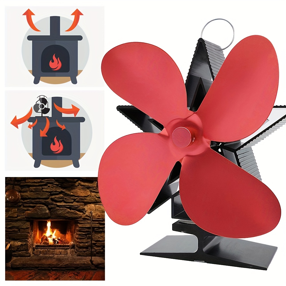 Heat Powered Stove Fan 4 blade Wood Burning Stove Fireplace - Temu United  Arab Emirates